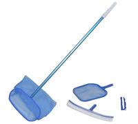 Kit de limpieza para piscinas, con mango de aluminio ajustable, que incluye una red para hojas y cepillos, color verde militar