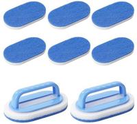 Kit de limpieza para piscinas Ibenzoa® – 2 cepillos y 6 repuestos, color azul, plástico y esponja, 8 x 14 x 6 cm – para piscinas, estanques, jacuzzis y fuentes