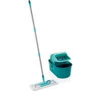 Kit de limpieza para suelos con escurridor Leifheit Profi Compact 55092, mop plano de 42 cm, cubierta de microfibra Duo, mango de acero de 140 cm