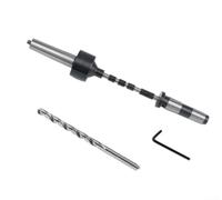 Kit de mandril para bolígrafo Mt2 con broca de 7 mm y protector de centro vivo para proyectos de torno de torneado de madera, acabado negro plateado, juego completo de construcción de acero