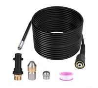 Kit de manguera de limpieza de tuberías de 15 m compatible con Karcher K2 a K7, juego de chorro de drenaje de lavado a presión de 180 bar con boquilla giratoria y adaptador, negro (20 m)