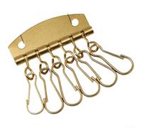 Kit de manualidades de cuero para llaves de latón con gancho giratorio, organizador de llavero de bricolaje de 4 y 6 ranuras para bolsas hechas a mano, accesorios (E)