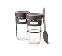 Kit de Masa Madre de Lékué - Set de 2 Tarros de Vidrio 700 ml con Espátula de Silicona y Aro para Fermentación