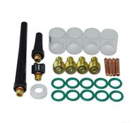 Kit de montaje de lente de gas TIG diseñado para antorchas TIG WP 9 20 25 con 4 tazas no 10, 4 cuerpos de boquilla, 4 pinzas, 3 copas traseras y juntas tóricas de alta temperatura
