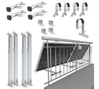 Kit de montaje para sujetadores de balcón - Fijación para dos paneles - Aluminio plateado