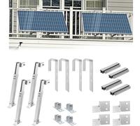 Kit de montaje premium para 2 paneles solares, ideal para balcones. Soporte para sistemas de energía solar en balcones, compatible con barandillas de balcón cuadradas