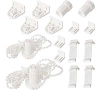 Kit de montaje Unyqoos® para rollos de 17-18 mm, incluye soporte de plástico y cadena de 89 cm, piezas de repuesto para sistemas de persianas enrollables interiores y exteriores con cadena, color blan