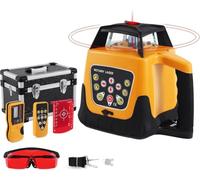 Kit de nivel láser rotativo autonivelante, rojo, 360°, con receptor y control remoto.