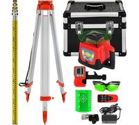 Kit de nivel láser rotatorio verde con trípode ajustable y vara de 5 metros, alcance de 500 metros, escaneo rotatorio de 360 grados, sistema de nivelación automática. Ideal para proyecciones en constr