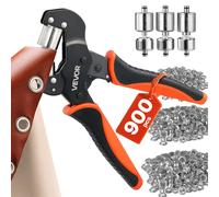 Kit de ojales VEVOR, 500 unidades de ojales metálicos de 6 mm en dorado y plateado, kit de ojales con alicates de presión manuales, perforadora y base, para cuero, lonas, zapatos, manualidades, cintur