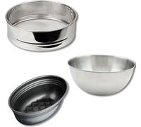Kit de panadería de 3 piezas, marca Fackelmann Zenker, de acero inoxidable. Incluye: molde para pan de 26 x 16 x 9 cm, cuenco de diámetro 25 cm y colador de 18 x 5 cm