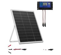 Kit de panel solar monocristalino VEVOR de 12V, 25W, con cargador de batería que incluye un controlador MPPT inteligente y un soporte ajustable, con protección IP67 contra el agua, ideal para automóvi