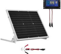 Kit de panel solar monocristalino VEVOR de 12V, 50W, con cargador de batería que incluye un controlador MPPT mejorado y un soporte ajustable, resistente al agua (IP65), ideal para automóviles, barcos,