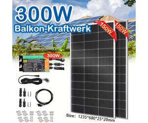 Kit de paneles solares - Central eléctrica para balcones de 300W - 2 paneles de 150W monocristalinos - Con microinversor