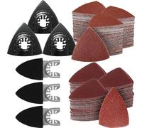 Kit de papel de lija multiherramienta de 156 piezas para fijar la mayoría de almohadillas de lijado oscilantes, compatible con Bosch/Dewalt/Fein/Makita, múltiples granos disponibles para lijar maderas