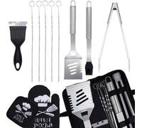 Kit de parrilla profesional de 13 piezas, fabricado en acero inoxidable, con accesorios para barbacoa y funda de transporte