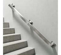 Kit de pasamanos de escalera de metal industrial, pasamanos de acero inoxidable para montaje en pared 30-600cm barandilla de escalera, barra de agarre de tubo cuadrado plateado(0.8m)