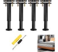 Kit de Patas de Cama Ajustables,Patas para Somier de Metal,Pies de Cama Regulables,4 Piezas Pies para Muebles Regulables 25-42 cm,con Destornillador,para Muebles Mesas Sofá Mesa Estantes Armario,Negro