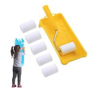 Kit de pinceles de pintura con rodillo, mini cepillo para bordear con bandeja de pintura, herramienta de pintura de corte de mano para paredes interiores y techos