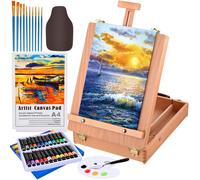 Kit de pintura para caballete, de 49 piezas, que incluye pinturas acrílicas, pinceles y accesorios