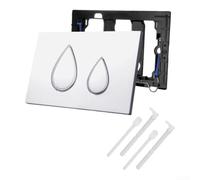 Kit de placa de descarga de inodoro de repuesto de doble botón para la serie Geberit, panel de plástico moderno montado en la pared con varillas de empuje para tanques, 25 x 17 cm, color negro (blanco