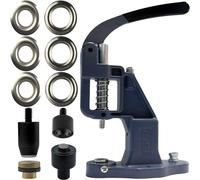 Kit de prensa para ojales, prensa manual para ojales, juego de herramientas para ojales que incluye 100 ojales y herramienta para perforar (plateado, 17 mm)