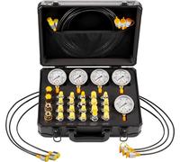 Kit de prueba de presión hidráulica, con capacidades de 10/60/160/400/600 bar (150/900/2300/6000/9000 PSI). Kit de manómetros hidráulicos que incluye 5 manómetros, 20 conectores, 4 acoplamientos de li