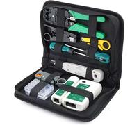 Kit de prueba de red LAN con comprobador de cables: RJ45 / RJ12 / RJ11. Incluye comprobador de cables, crimpadora y herramienta LSA