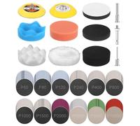 Kit de Pulido y Restauración de Faros de Coche 133 Piezas | con Discos de Lijado 75mm para Taladro, Incluye Barniz Protector y Lijas Húmedas/Secas (60-10000 Granos)
