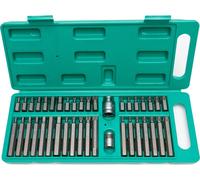 Kit de puntas Kraft de 40 piezas con puntas extra largas y porta-puntas de 1/2" y 3/8" de Wiesemann 1893.* Para tornillos Torx interiores T20 - T55.* Para tornillos hexagonales interiores de 4mm - 12m