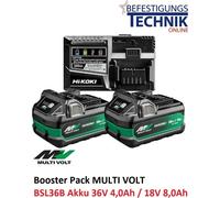 Kit de refuerzo HiKOKI con 2 baterías MULTI VOLT BSL36B18X (36V/18V - 4 Ah/8 Ah) y cargador