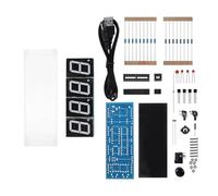 Kit de reloj electrónico de bricolaje, ABS Juego de reloj despertador LED digital de 4 dígitos Pantalla automática de temperatura y hora Kit de práctica de soldadura con carcasa (Blanca)