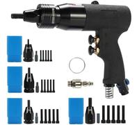 Kit de remachadora neumática, pistola remachadora resistente con 5 piezas de nariz y mandriles para automoción, reparación del hogar y mantenimiento