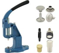 Kit de remachadora que incluye una prensa de palanca, una herramienta para remaches y 50 remaches de doble cabeza de 6 mm, color plateado, de acero. Prensa manual. Ideal para proyectos de bricolaje. A