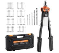 Kit de remachadora VEVOR con 230 remaches ciegos, remachadora con 5 boquillas intercambiables, 5 brocas y estuche de almacenamiento. Pistola de remachado manual para trabajos de bricolaje en metal. Re