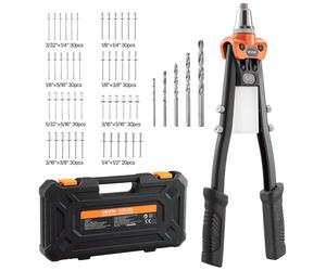 Kit de remachadora VEVOR con 230 remaches ciegos, remachadora con 5 boquillas intercambiables, 5 brocas y estuche de almacenamiento. Pistola de remachado manual para trabajos de bricolaje en metal. Re