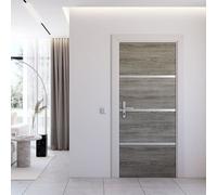 Kit de renovación de puertas – NORDLINGER PRO – 4 paneles de 85 x 50 cm y 3 perfiles de 85 x 2 cm – Roble "greige"