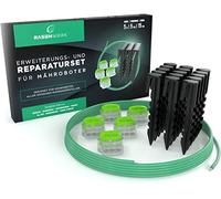 Kit de reparación de cable delimitador RASENWERK® para robots cortacésped: incluye 15 clavijas de sujeción, 5 conectores y 5 metros de cable delimitador universal para robots cortacésped