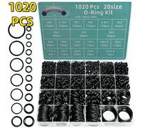 Kit de reparación de juntas tóricas de nitrilo en caja de 1020 piezas, juego de anillos de sellado para reparación de automóviles, grifos, tuberías, sellado de aire y gas, kit de reparación de juntas