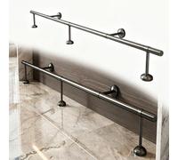 Kit de Reposapiés de Bar 1-6m, Acero Inoxidable 304 Acabado Satinado, con Tubo, Soportes de Pared, Tapones Finales y Conector Interno, para Bar de Casa(Black,4.1m/13.5ft)