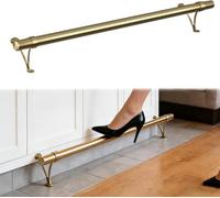 Kit De Reposapiés Para Barra En Color Dorado, Soportes De Montaje Bajo Encimera De Acero Inoxidable 304, Con Conector Interno Y Tapón Terminal,Oro,140cm/4.6ft