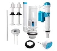 Kit de repuesto de cisterna de inodoro ajustable de doble descarga con válvula de entrada y drenaje, mecanismo de descarga de ahorro de agua y botón, material de polipropileno, compatible con tanques