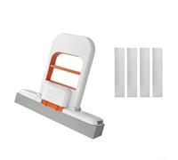 Kit de repuesto plegable manos libres para mini fregona que incluye 1 cepillo y 4 cabezales de esponja absorbentes lavables (blanco)