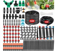 Kit de riego completo para jardín, con 263 piezas, que incluye 50 metros y 15 metros de tuberías de riego, sistema de riego por goteo automático, sistema de riego para jardín y sistema de enfriamiento