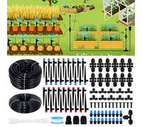 Kit de riego por goteo automático de 90 m, con manguera de 2,5 m, tubo de distribución de 6,3 m y accesorios para jardín, césped, invernadero, planta, cama de flores