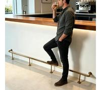 Kit De Riel De Pie para Barra De, Reposapiés De Barra para Interiores, No requiere soldadura Barandilla de apoyo para los pies, Para mesas altas de bar(Gold,180cm/5.9ft)