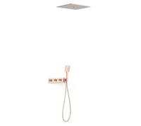 Kit de rociador de ducha con teleducha y grifo termostático de tres vías acabado oro rosa mate B-SYSTEM TRES