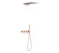 Kit de rociador de ducha con teleducha y grifo termostático de tres vías oro rosa mate B-SYSTEM TRES