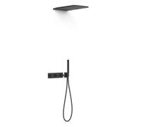 Kit de rociador de ducha con teleducha y grifo termostático de varias vías acabado negro mate B-SYSTEM TRES