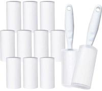 Kit de rodillos quitapelusas Unyqoos® – 12 repuestos (60 hojas por rollo) + 2 dispensadores y 2 fundas protectoras, con adhesivo extra fuerte, diseño ergonómico antideslizante para eliminar pelos de m